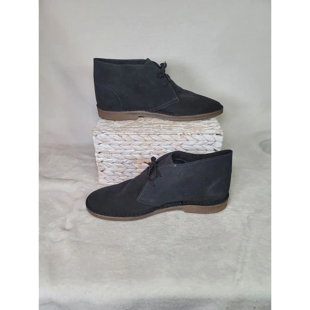 J.Crew MacAlister Suede Desert Chukka Boots Made in Italy Charcoal Black Size 12